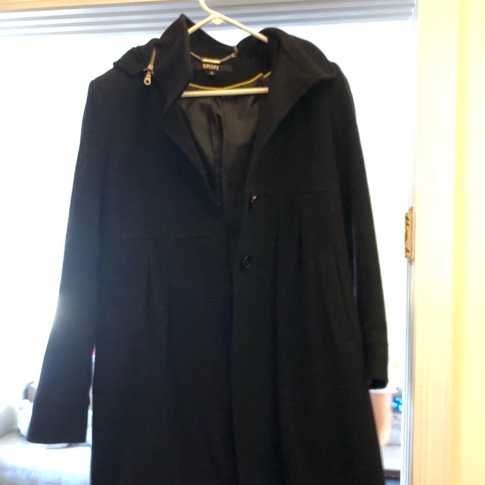 DKNY black wool coat